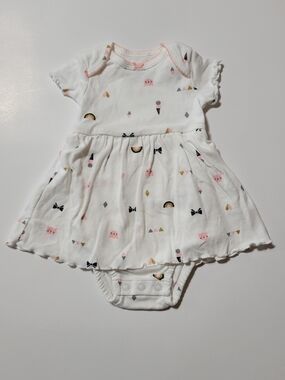 Carter’s Baby Girl Dress Bodysuit Ice Cream Print White Pink Size 3M